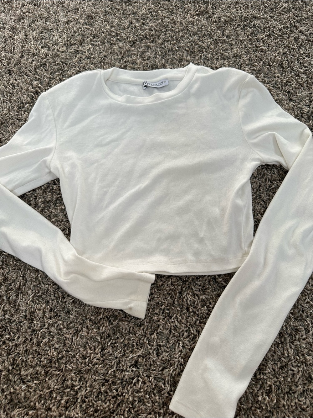 Zara Cream Long-Sleeve Crop Top